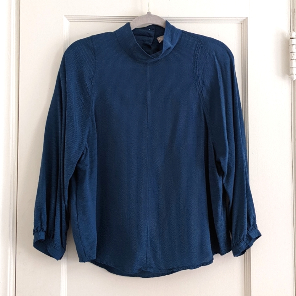 Everlane cupro mockneck blouse in teal
